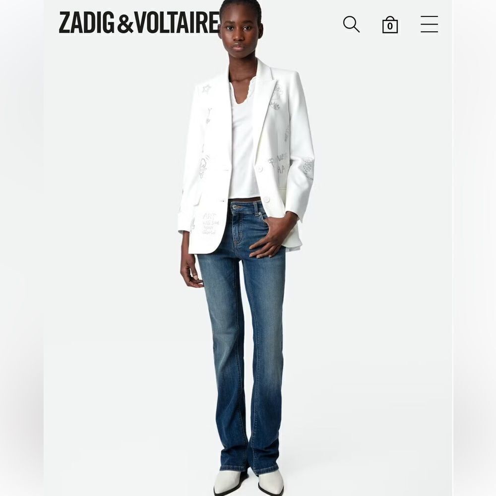 $798 Zadig & Voltaire Viva Multistrass white  Blazer NWT